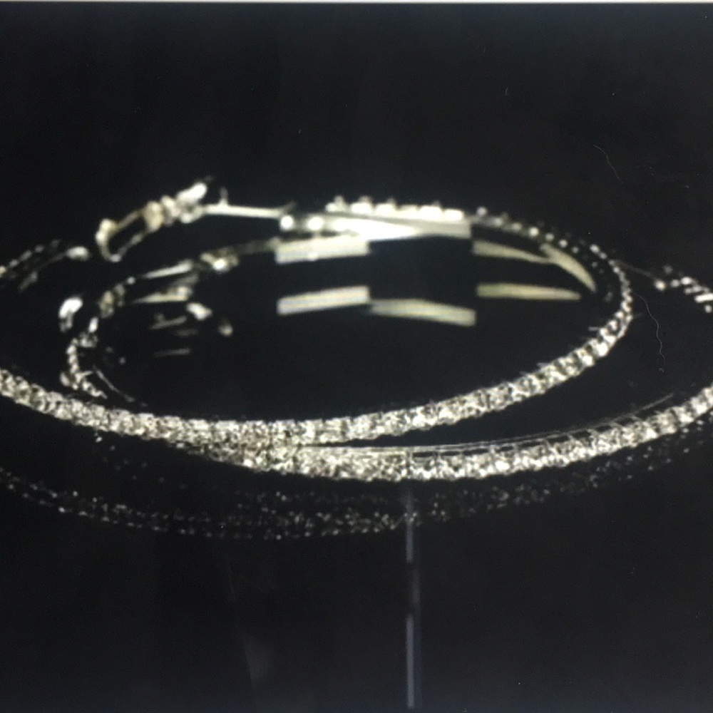 Silver White Crystal Hoops - Picture 4 of 6